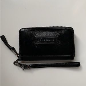 Longchamp Black Patent Leather Wristlet Wallet